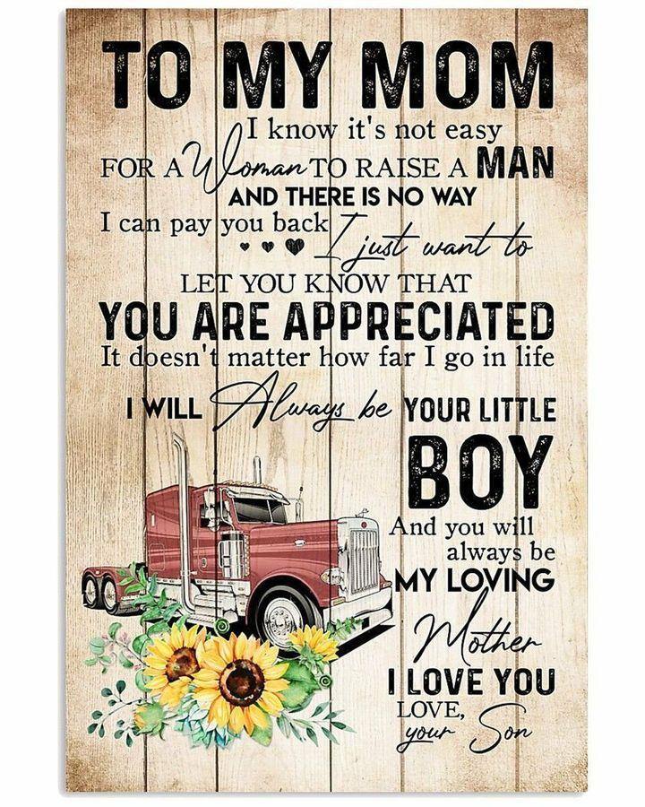 [Personalized Name] To Mom Your Little Boy Red Truck – Gift For Mother’S Day, Gift For Home Decor For Family – Matte Canvas