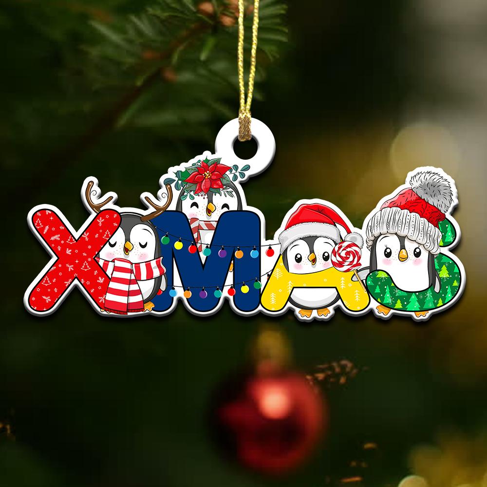 Penguin Cute Xmas Letter Christmas – 2 Sided Ornament