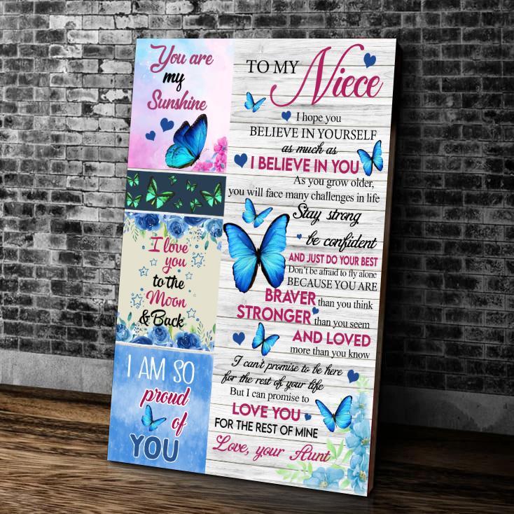 Butterfly To My Niece I Hope You Believe In Yourself Portrait Poster & Canvas Gift For Niece From Aunt Decor Home Decor Wall Art Visual Art