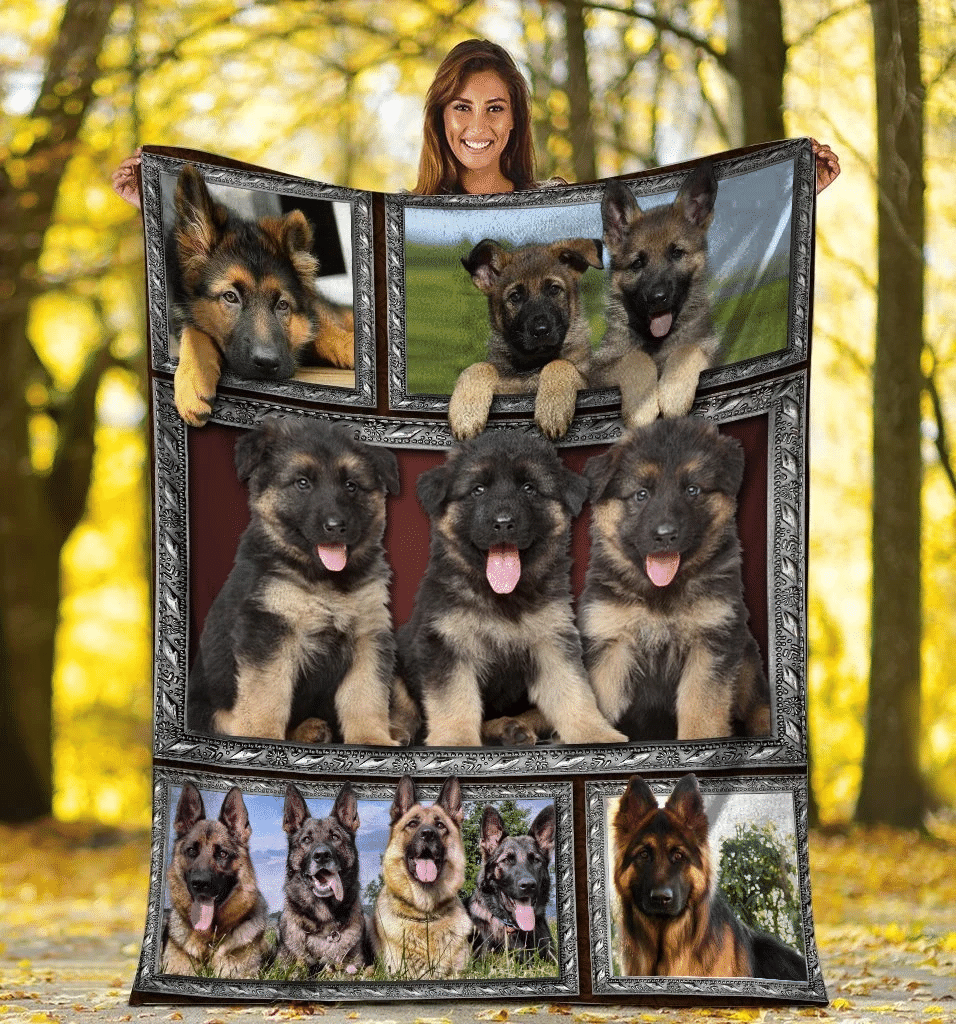 3D German Shepherd Puppy Funny Cute Dog Lover Gifts Cozy Fleece Blanket Sherpa Blanket