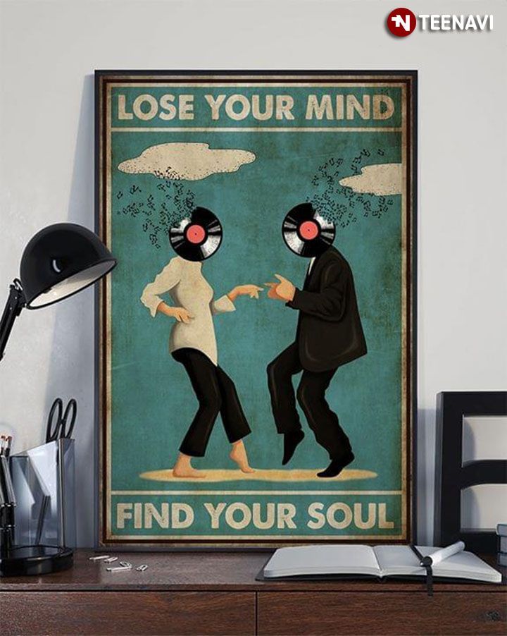 vintage pulp fiction dj lose your mind find your soul poster canvas