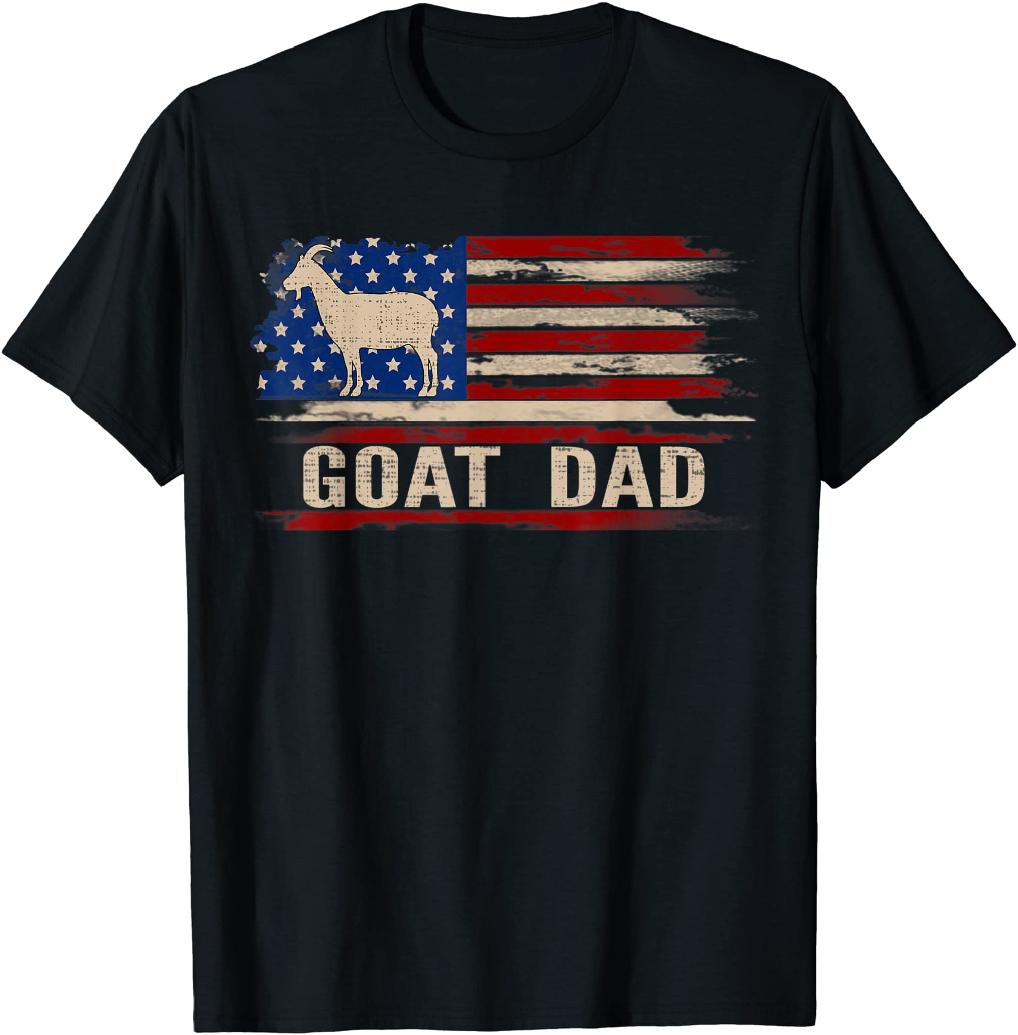 Vintage Goat Dad American USA Flag Farming/Farmer Gift T-Shirt