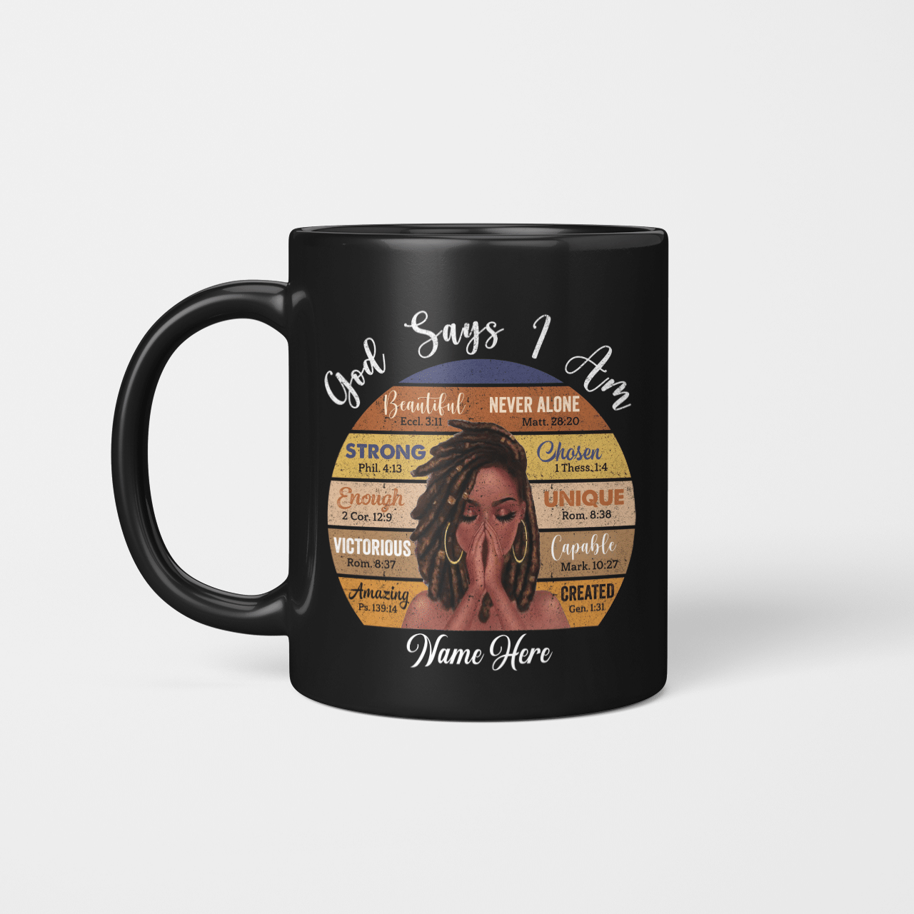 Personalized Mug Black Girl Praying Mug God Says I Am Beautiful Mug Custom Name