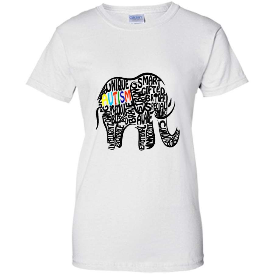 Autism Awareness Elephant (w) – Gildan Women Shirt