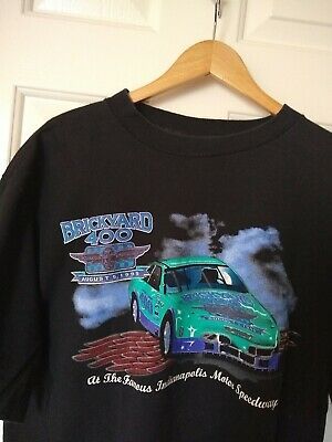 Vintage August 5, 1995 Brickyard 400 Nascar Racing Single Stich Logo Athletic L T-shirt 2108