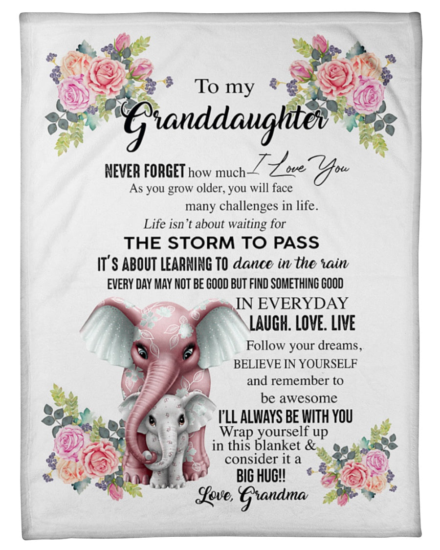 To My Granddaughter Fleece Blanket – The Storm To Pass In Everyday Laugh. Love. Live Gift For Granddaughter From Grandma Birthday Gift Home Decor Bedding Couch Sofa Soft