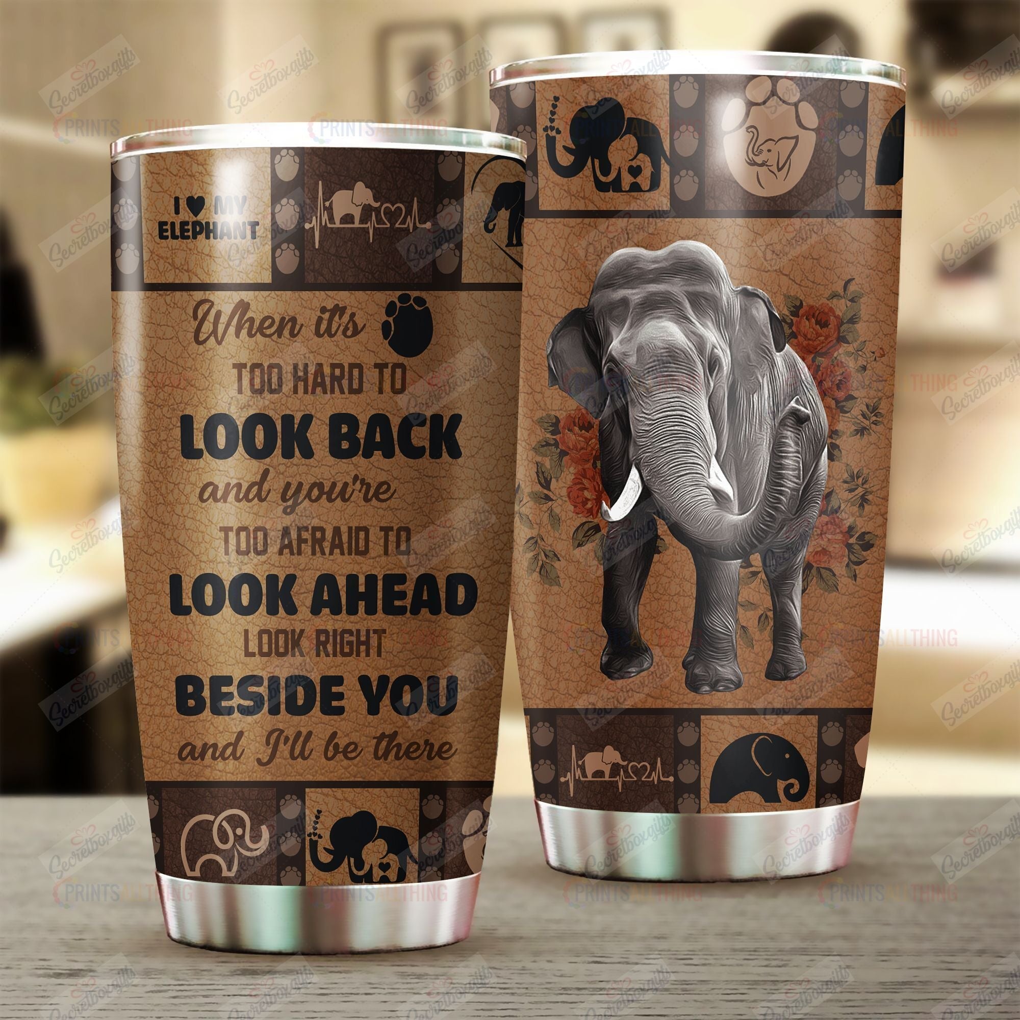 Personalized Elephant Yw0501271Cl Stainless Steel Tumbler Travel Customize Name, Text, Number, Image