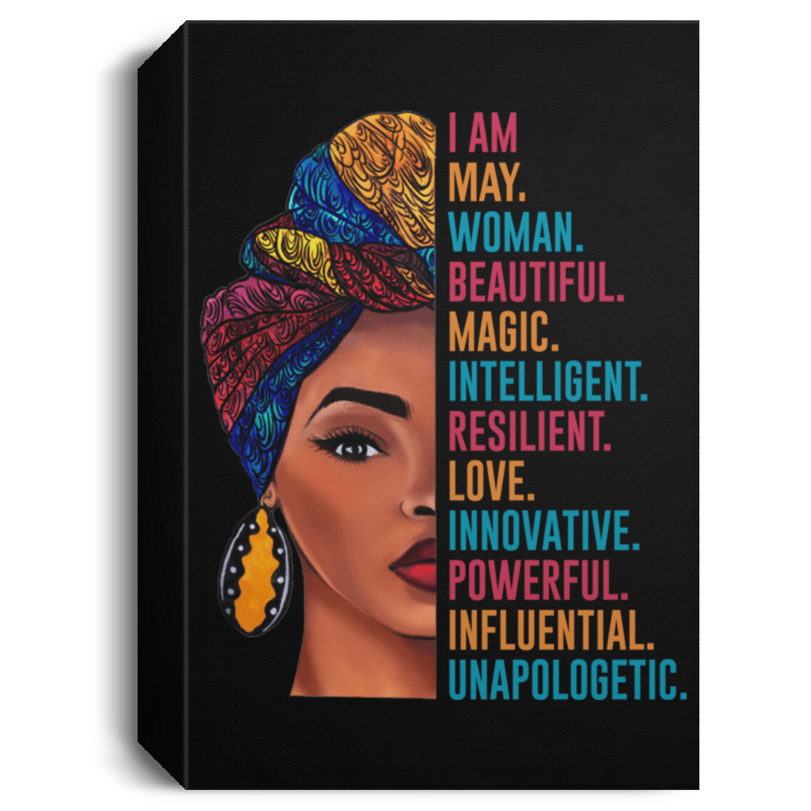 African American Canvas Art I Am May Woman Beautiful Magic Afrocentric Living Room Decor