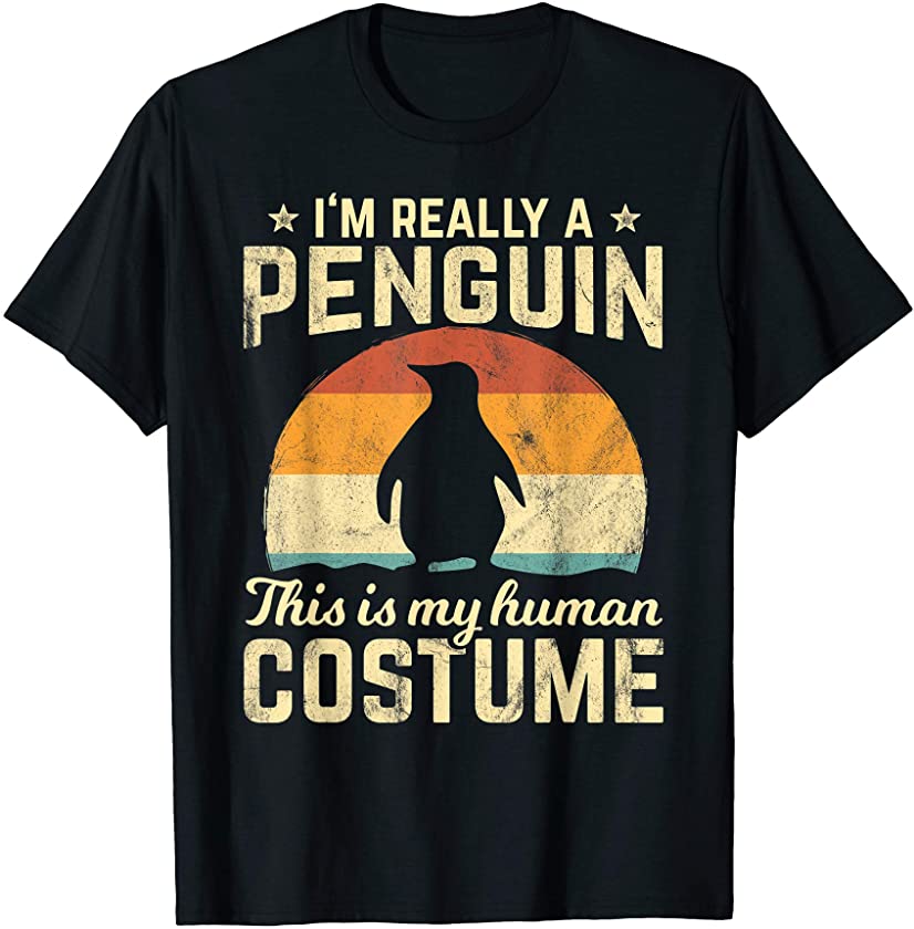 Retro Vintage Silhouette Penguin Halloween Costume 70s Gift T-Shirt