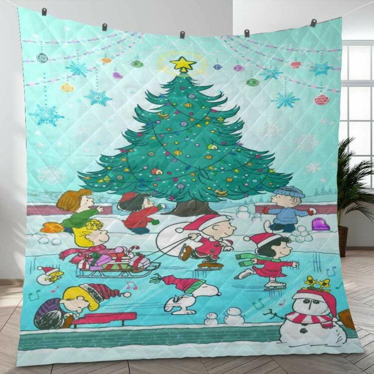Snorider Design Merry Christmas Snoopy And Peanuts Snowboarding 2098 Christmas Gifts Lover Quilt Blanket ,Snoopy And Peanuts Quilt Blanket