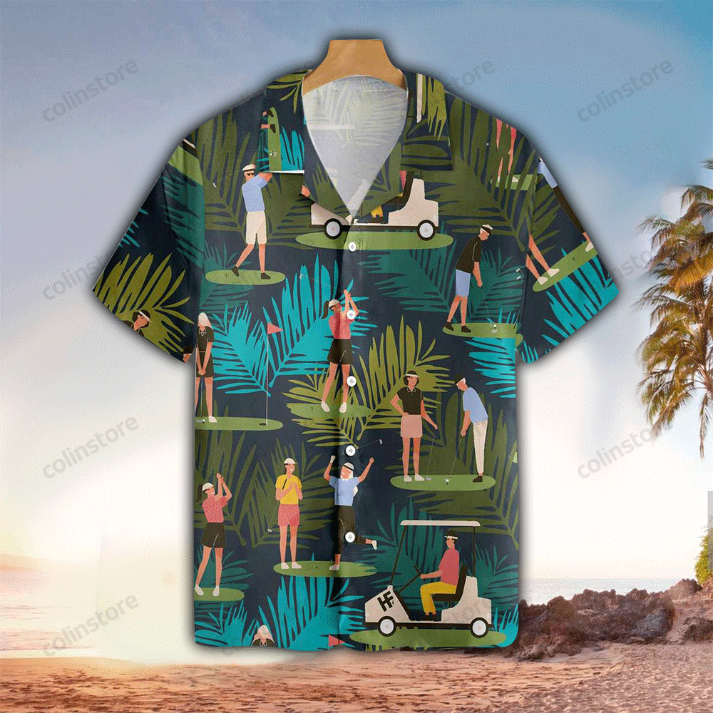 Golfers On Tropical Pattern Hawaii Shirt Aloha Ha21051