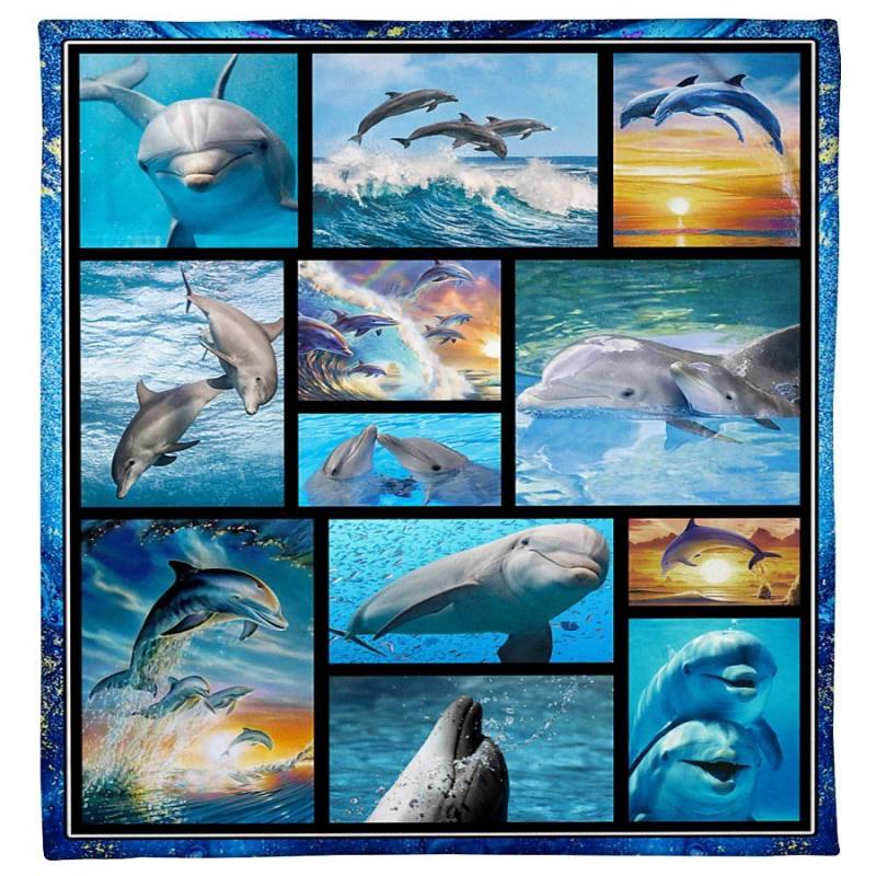 I Freaking Love Dolphin Fleece Blanket Gift For Dolphin Lovers