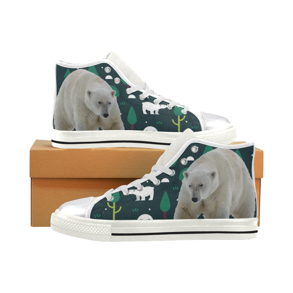 Polar Bear White Women’s Classic High Top Canvas Shoes