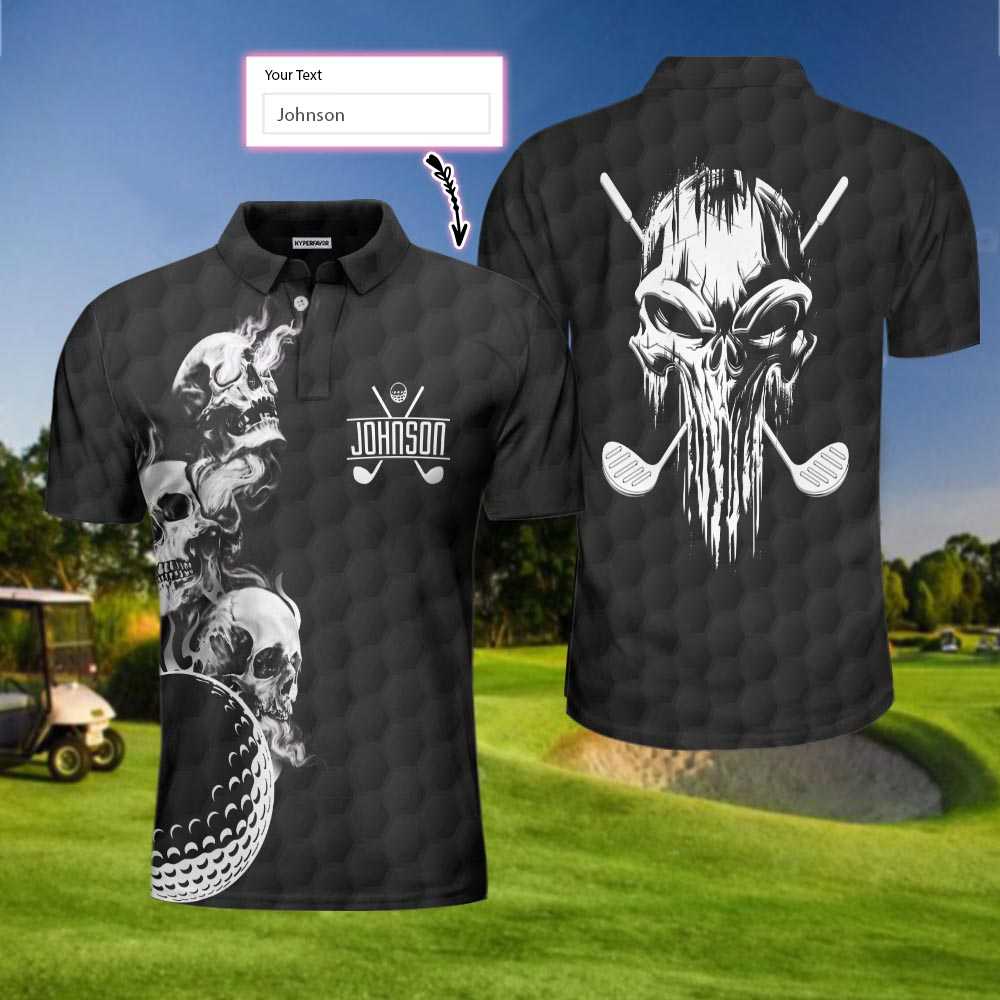 Personalized Golf Ball And Skulls Custom Polo Shirt, Custom Golf Shirt