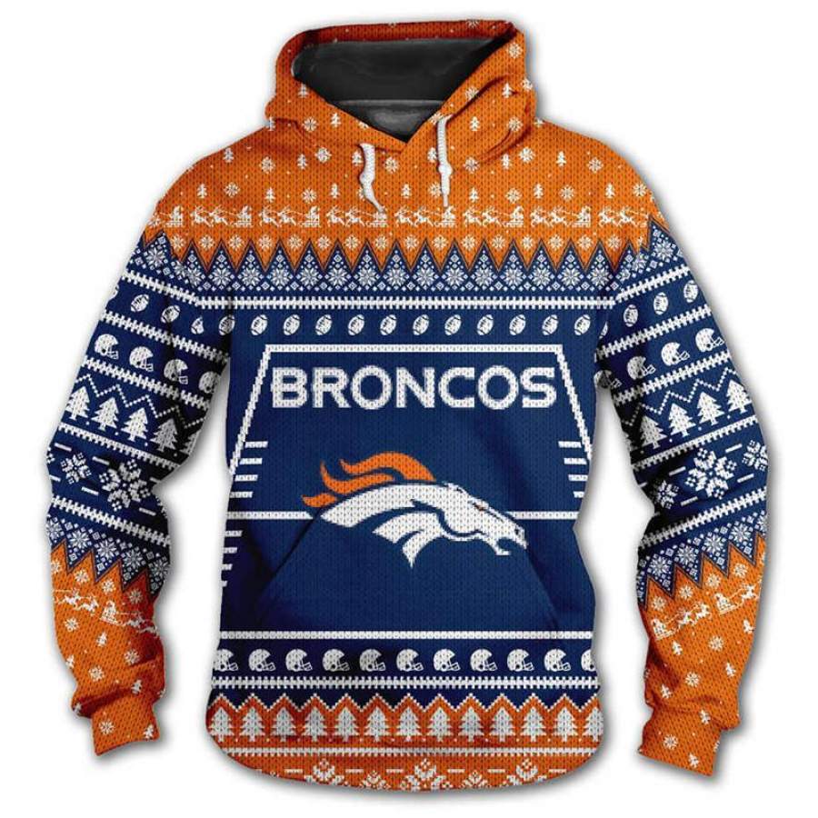 Denver Broncos 3d Hoodie Christmas Edition