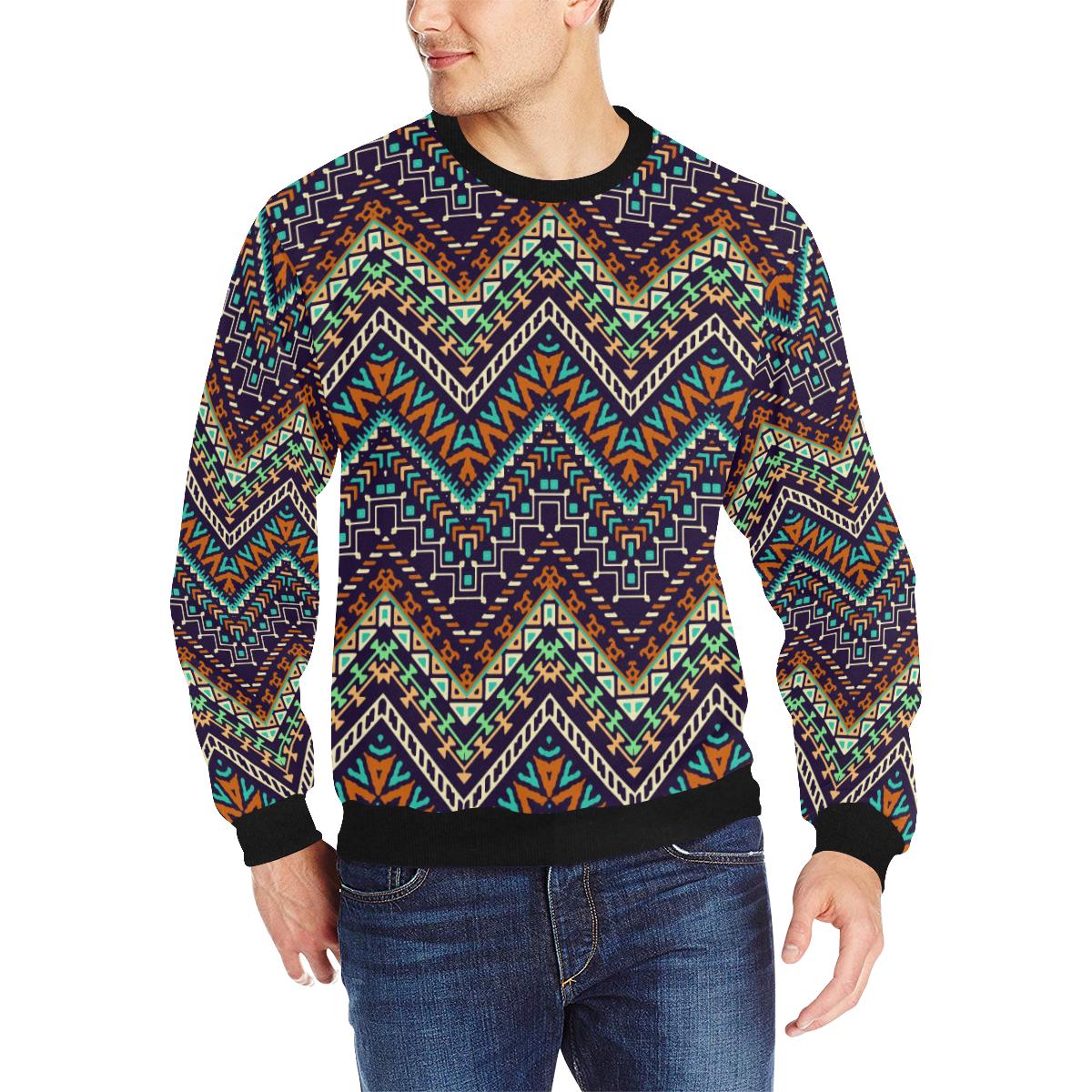 Zigzag African Afro Dashiki Adinkra Kente Men’s Crew Neck Sweatshirt