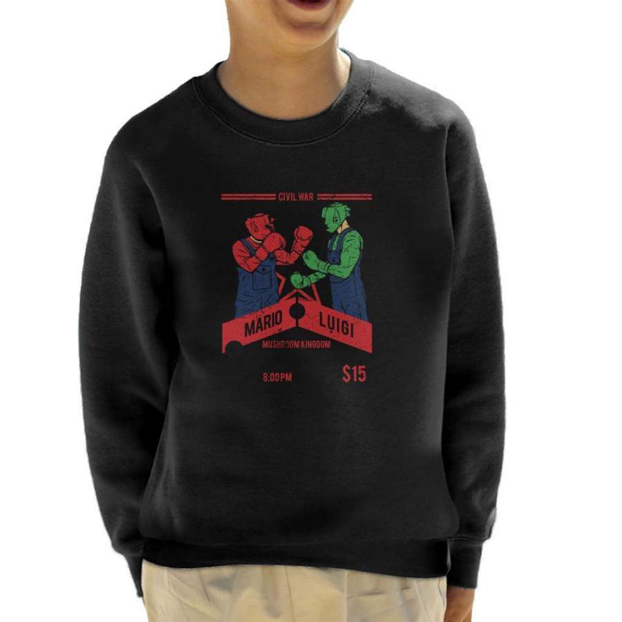 Super Mario Vs Luigi Fight Poster Kid’s Sweatshirt