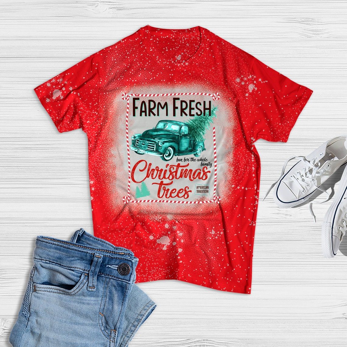 Christmas Bleached Tshirt, Farm Fresh Christmas Trees Shirt A For Women Men