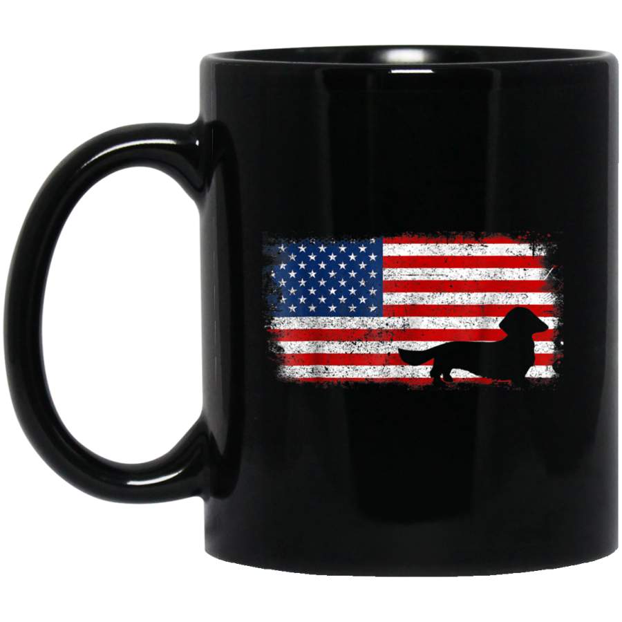 DACHSHUND LONGHAIR American Flag Vintage Mug