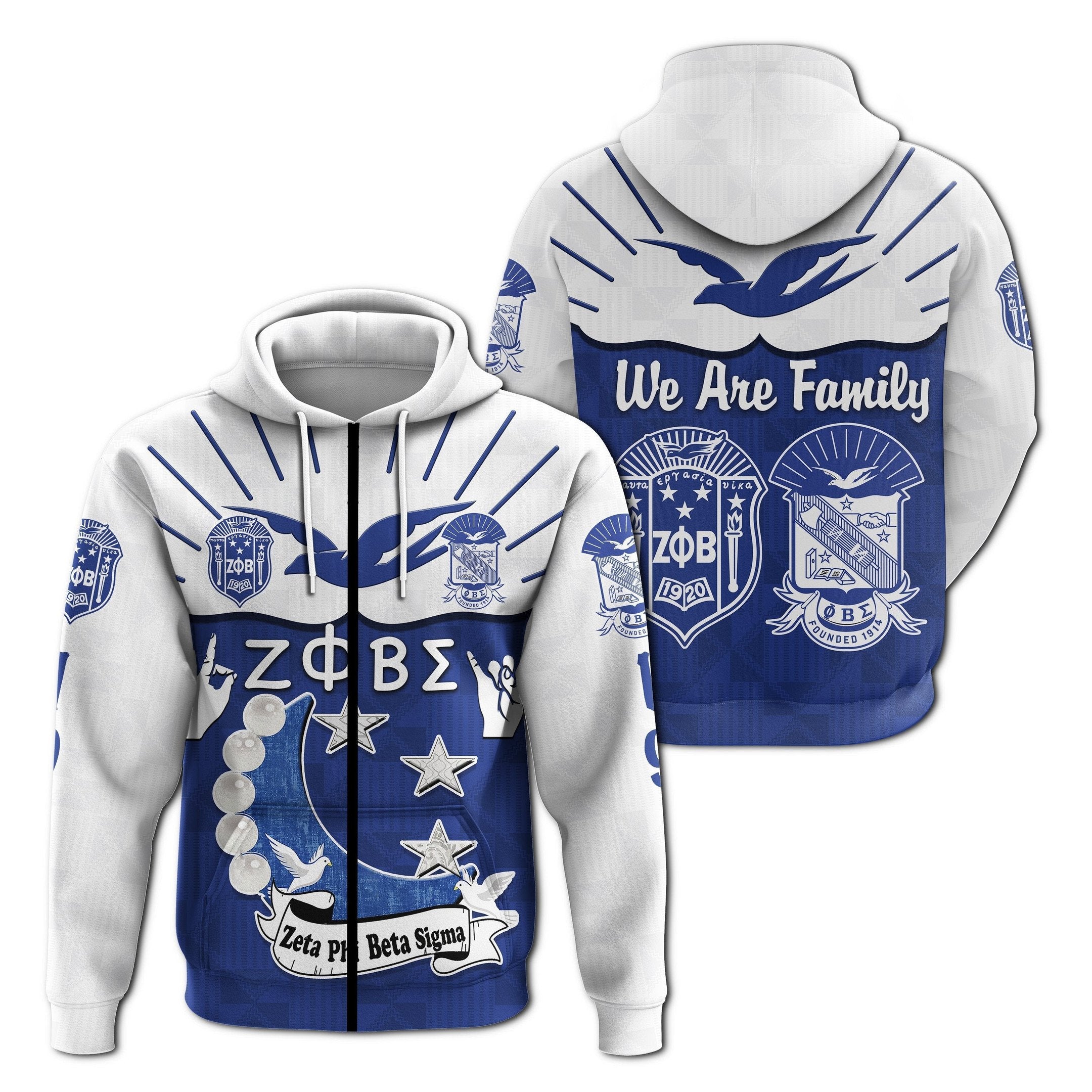 Fraternity Hoodie – Zeta Phi Beta Sigma Zip Up Hoodie- We Are Family