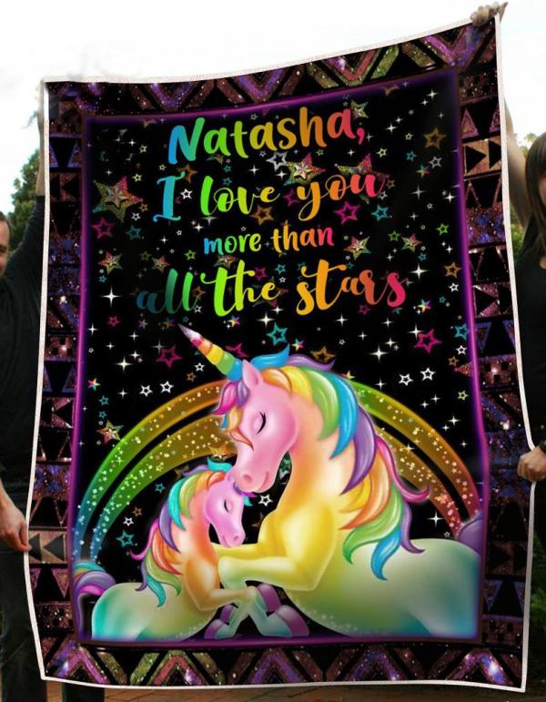 Personalized I Love You Than All The Stars Unicorn Blanket Gst