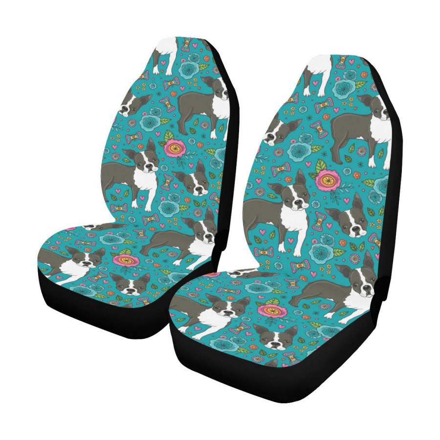 Boston Terrier Car Seat Covers (Set of 2 ) Universal Fit Most Cars Trucks and SUVs
