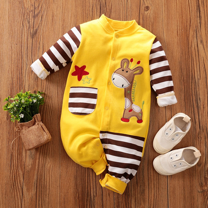 New Born Baby Boy Clothes Cotton Newborn Rompers Giraffe Infant Jumpsuits Babygrow Long Sleeve Cartoon Clothing Things Onesie