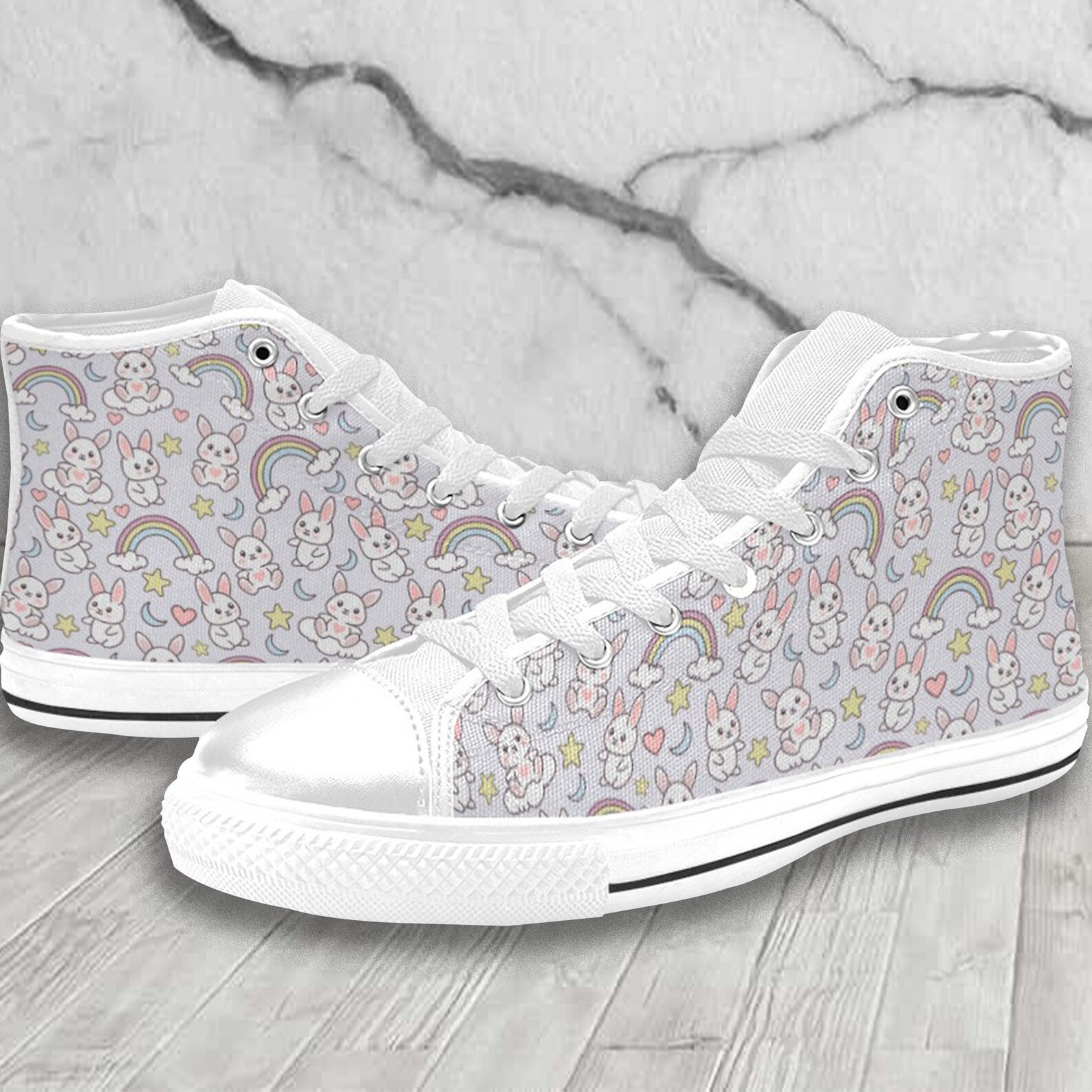 Cute Rabbit Pattern High Top Shoes