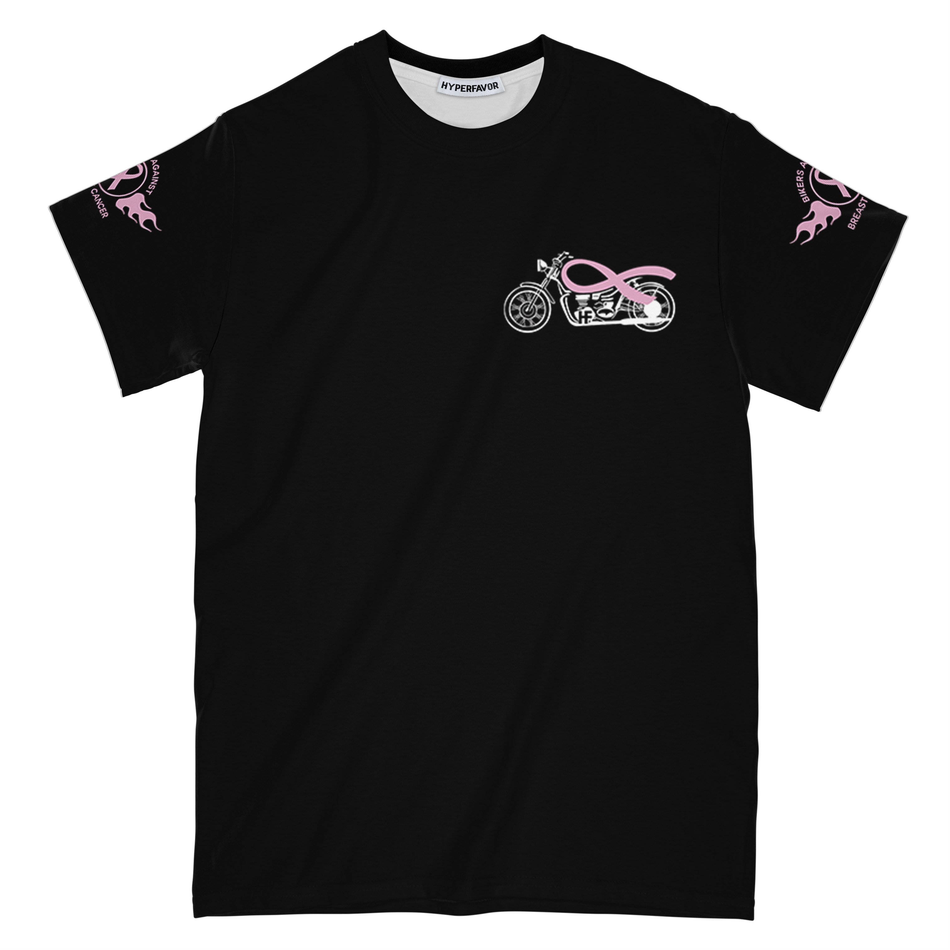 Bikers Against Breast Cancer All Over Print T-Shirt, Cool Breast Cancer Awareness Shirt, Best Supporting Gift