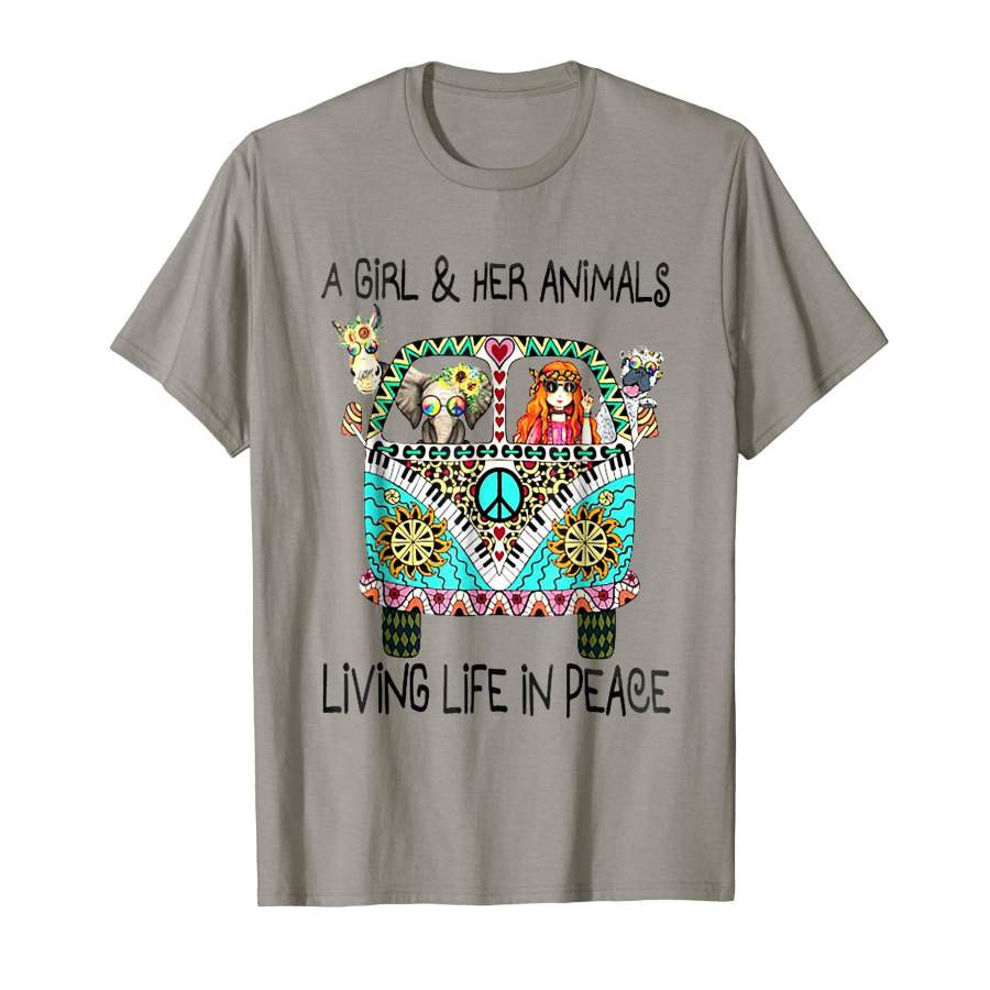 A Girl And Her Animals Living In Peace Cute T-Shirt