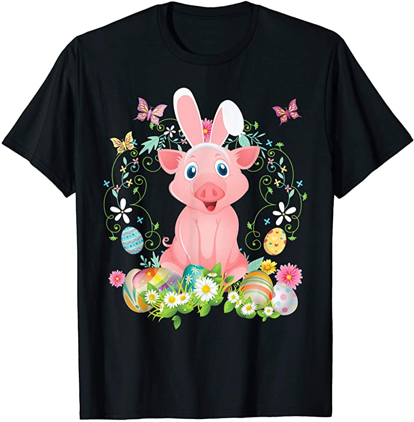 Bunny Pig Happy Easter Day Lover Egg Hunt Lovely Cute T-Shirt