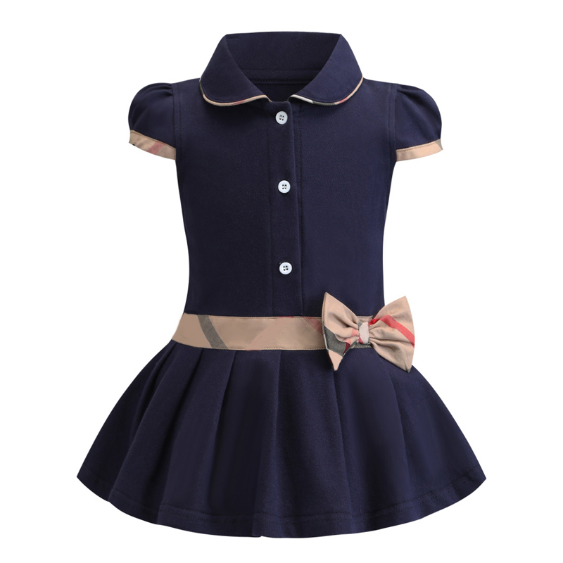 2022 Summer Baby Girl Lace Plaid Dress Kids Short Sleeve Bow Clothing Children Toddler Casual Fashion Clothes Drop Shipping alx