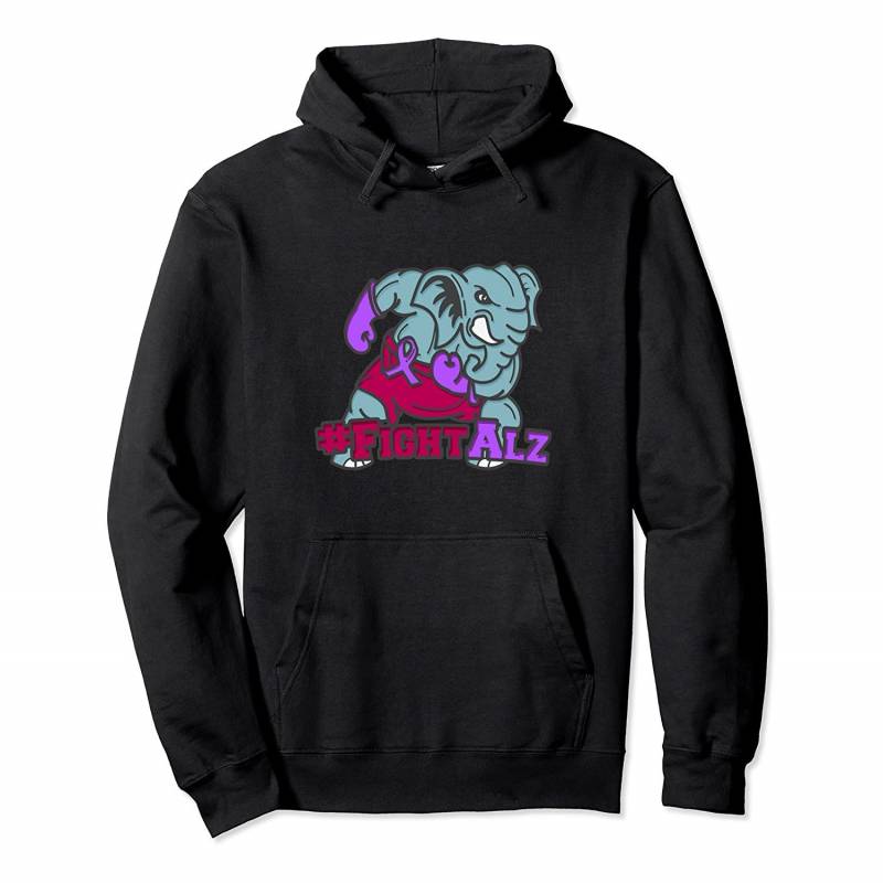 Alzheimer’s Awareness: Elephant Purple Ribbon Pullover Hoodie