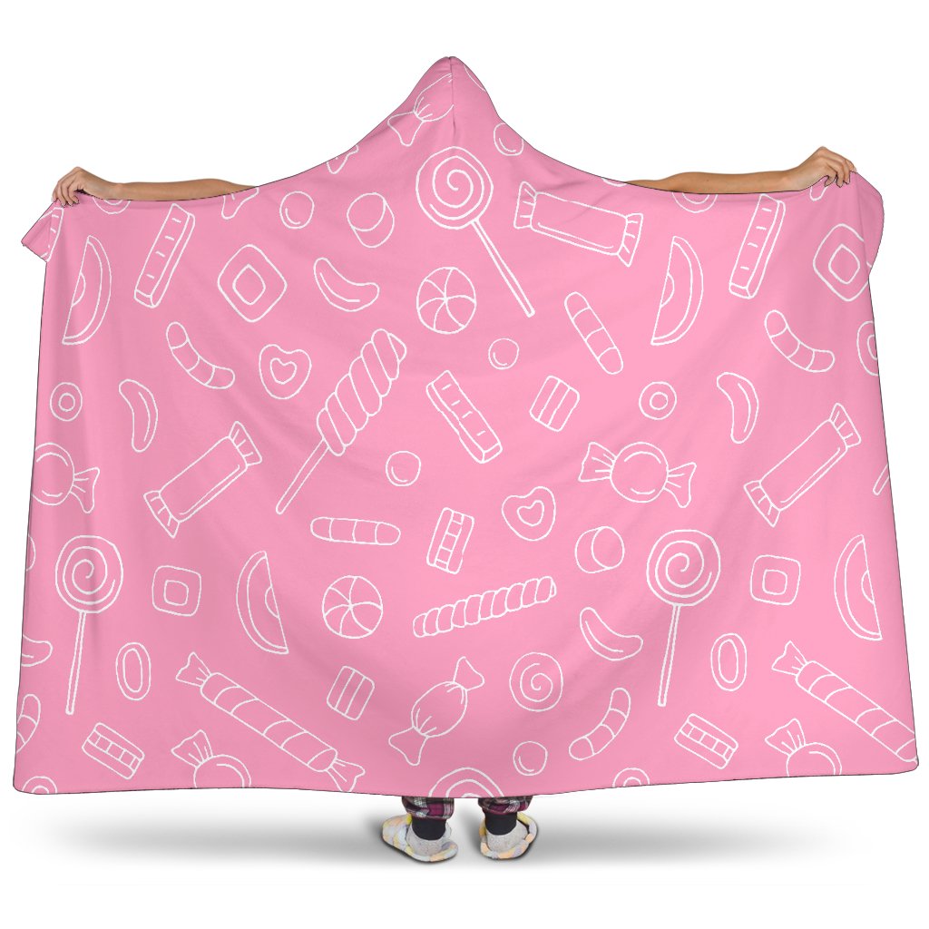 Sweet Candy Pink Background Hooded Blanket