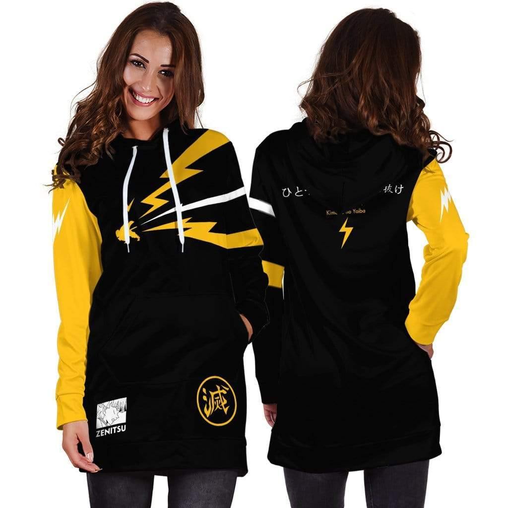 Zenitsu Agatsuma Custom Women Hoodie Dress Demon Slayer Anime Cosplay Costume