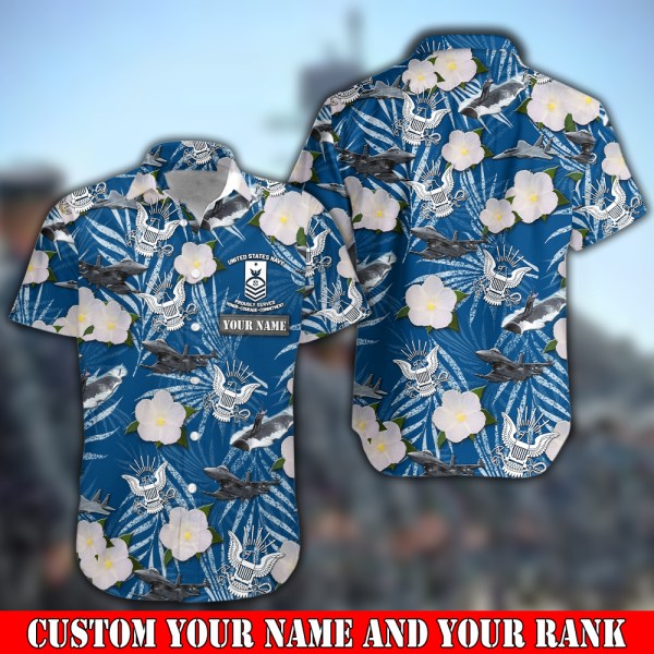 Us Navy Military Hawaiian Shirt Custom Your Name And Rank Ha24875