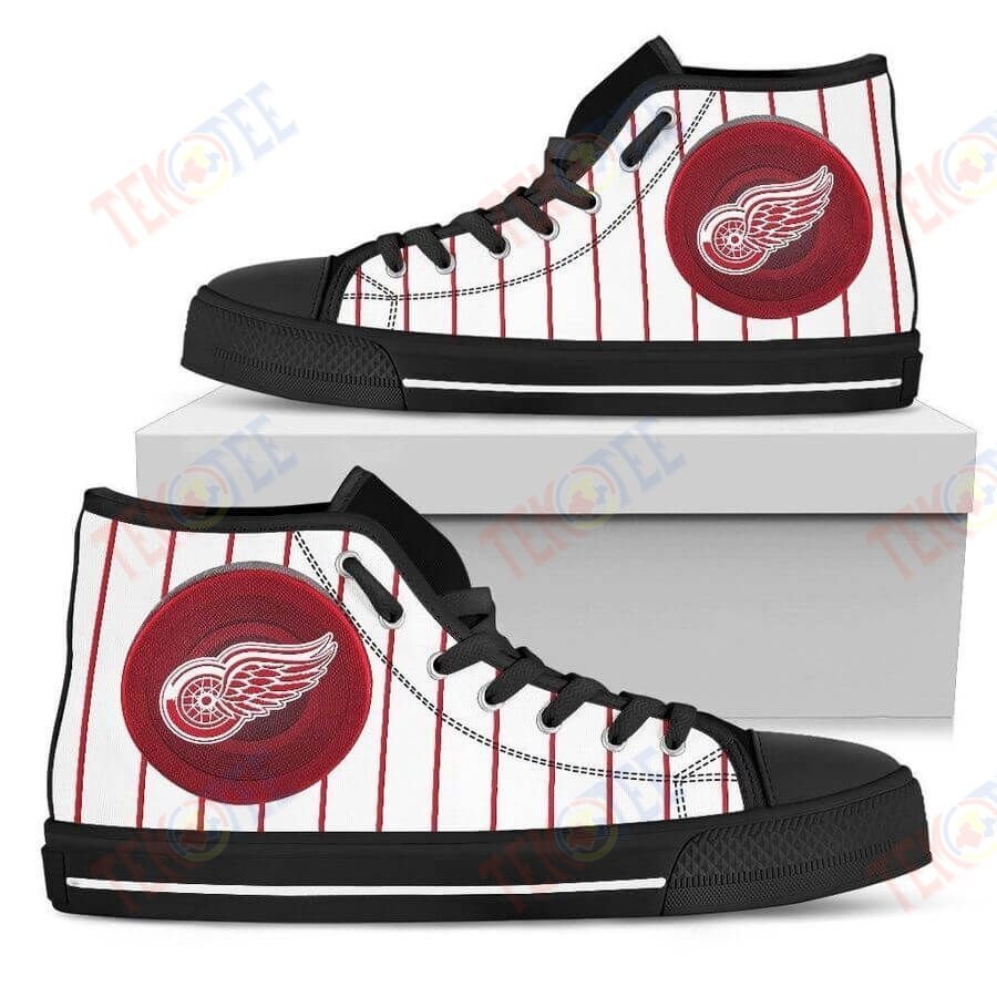 Mens Womens Straight Line With Deep Circle Detroit Red Wings High Top Shoes TMT572