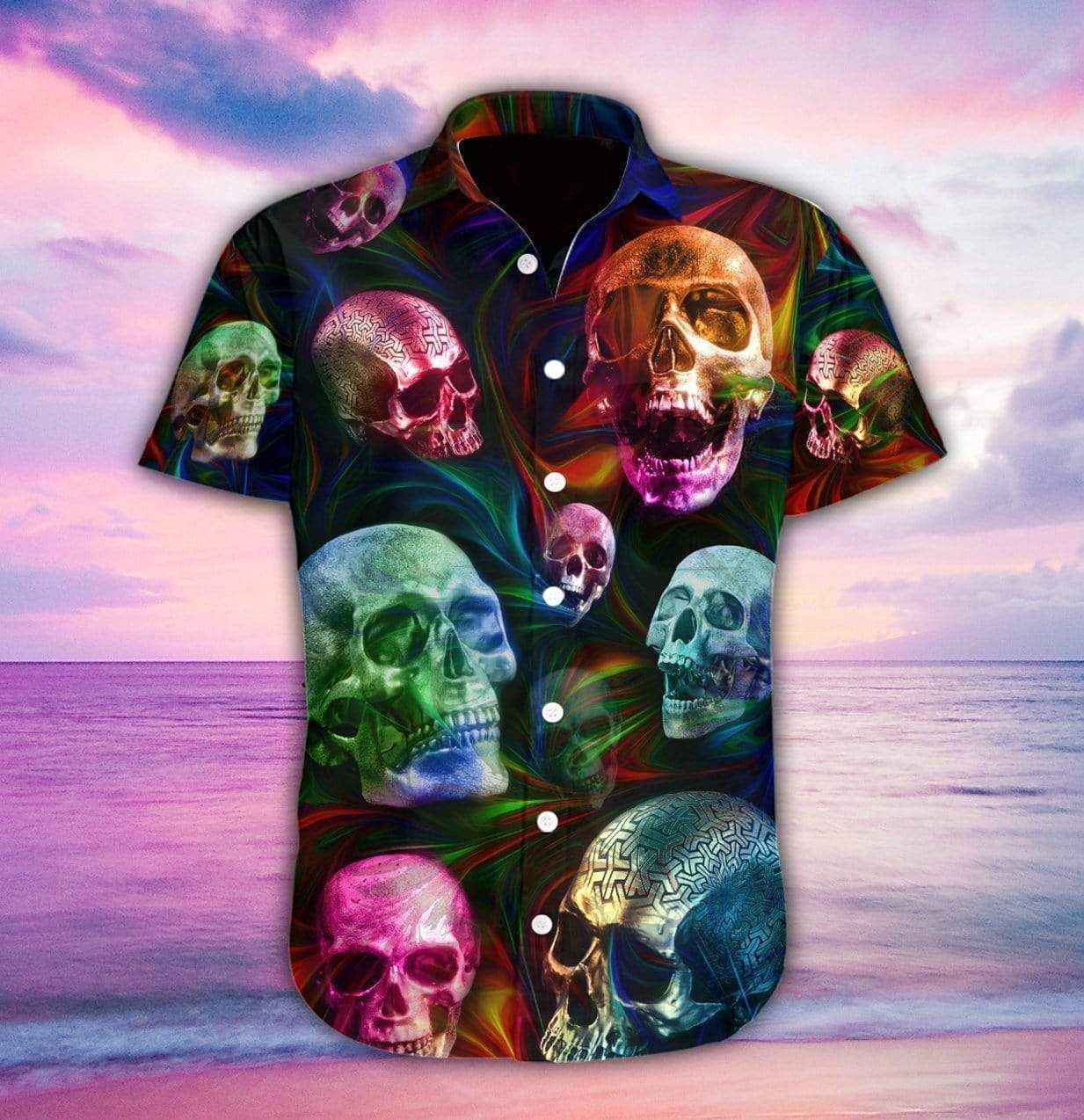 Beach Shirt Cover Your Body With Amazing Colorful Skull Tropical Full Hawaiian Shirts Hl