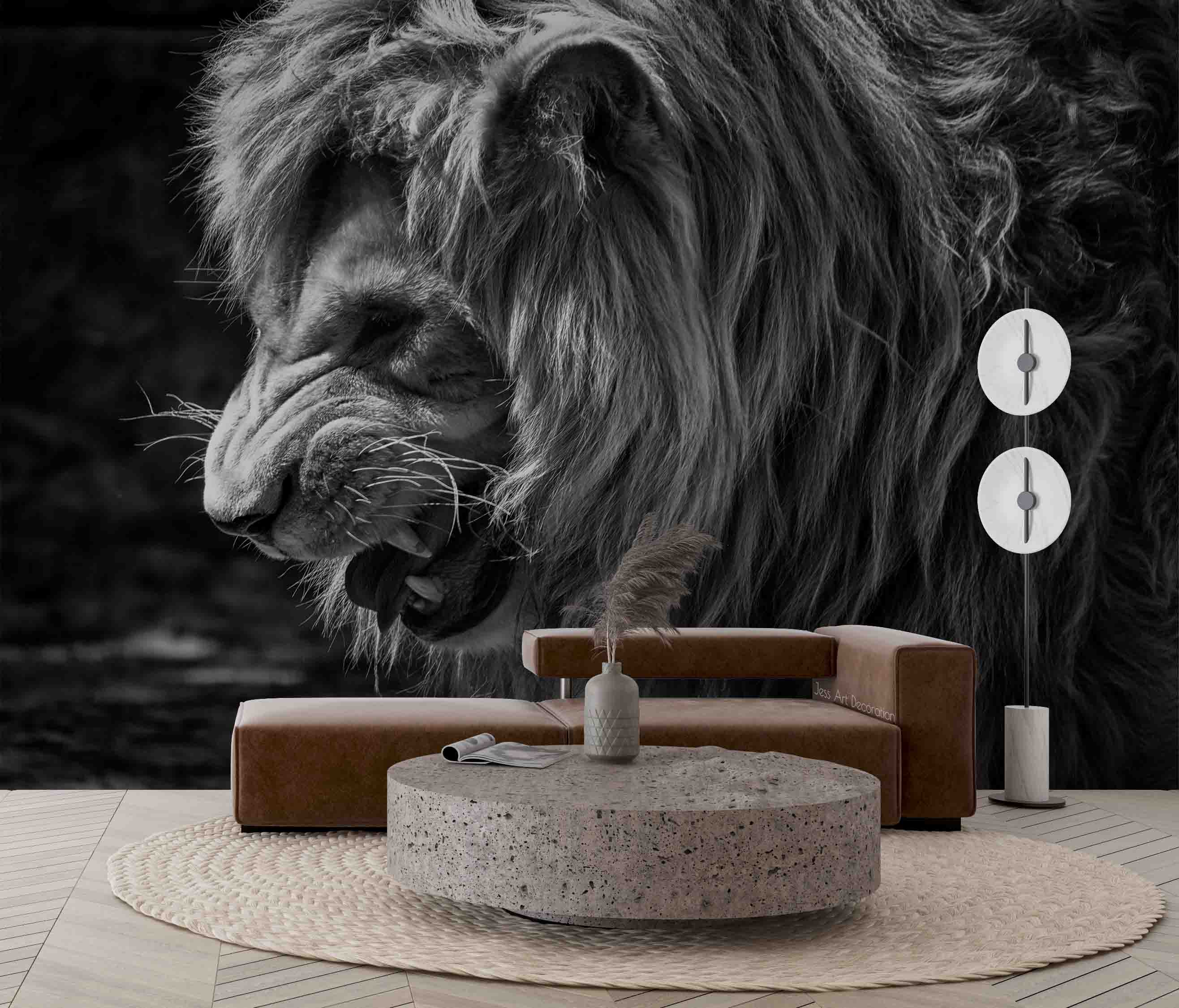 3D Black Lion Roar Avatar Wall Mural Wallpaper Gd 2509