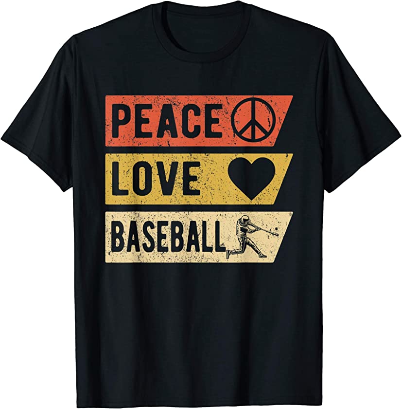 Vintage Peace Love Baseball sports lover Player gifts T-Shirt