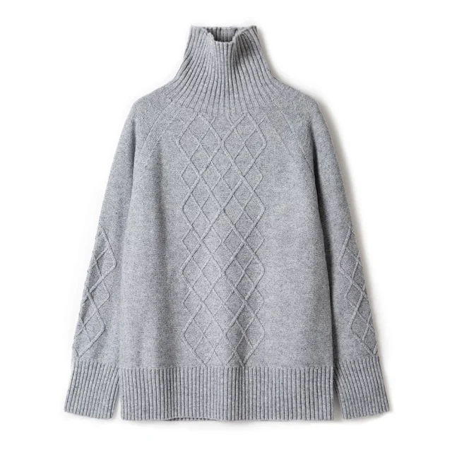 Autumn Winter Women’s Wool Cashmere Turtleneck Sweater 2022 New Ladies Twisted Grey Long Sleeve Knitted Pullover alx