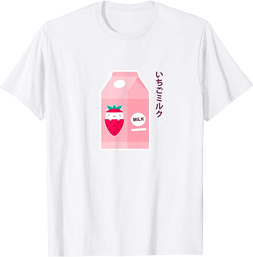 Cute Kitten Kawaii Cat Japanese Strawberry Milk Drink T-Shirt