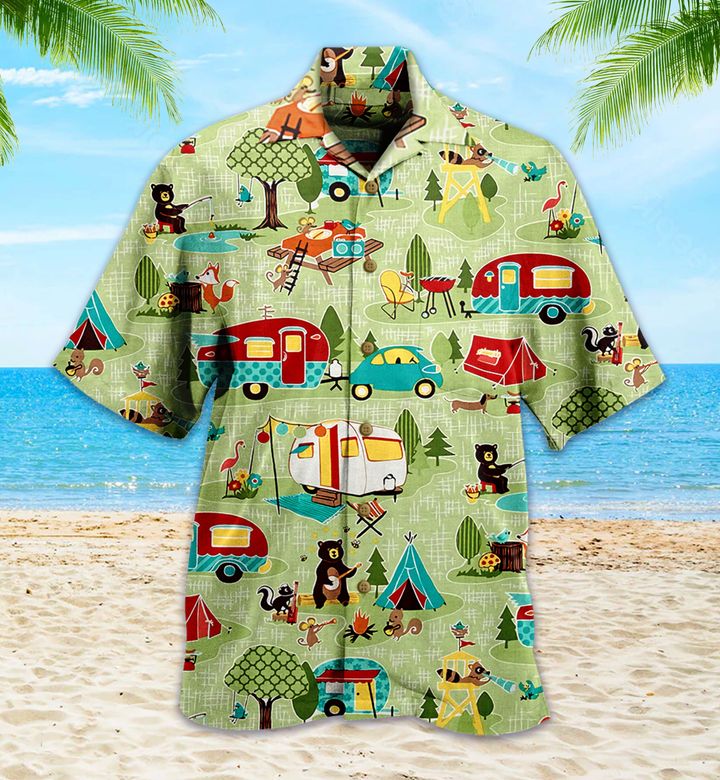 Camping Camper Animal Green Hawaii Shirt Ha102208