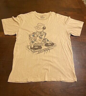 Popeye The Sailor Graphic Shirt Light Brown Dj Popeye Spinning Disc Shirt