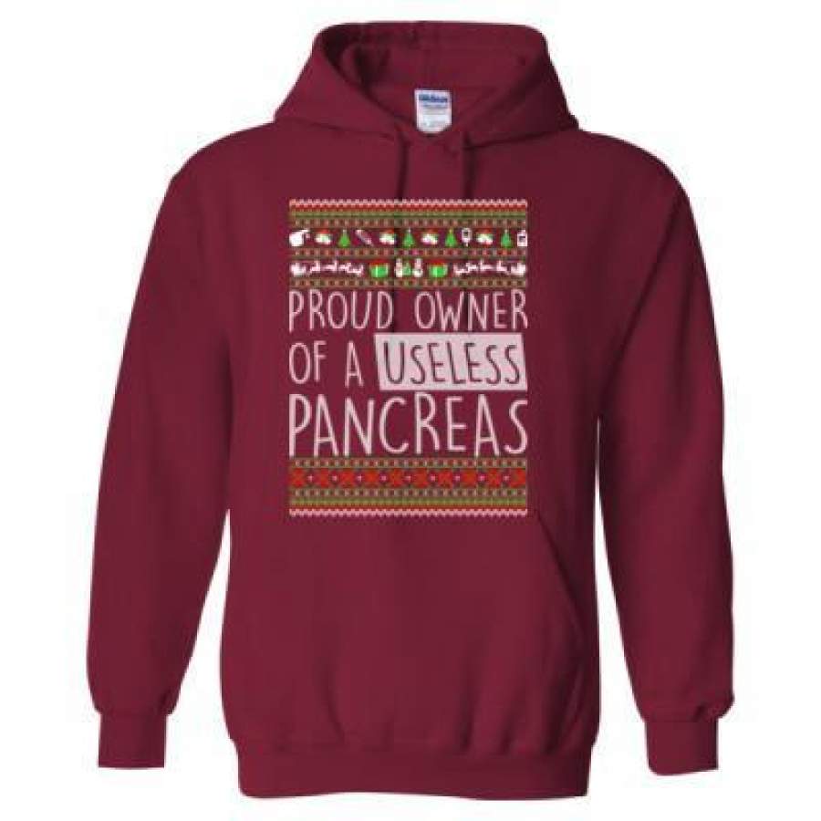 AGR Proud Owner Of A Useless Pancreas Ugly Christmas Sweater – Heavy Blend™ Hooded Sweatshirt