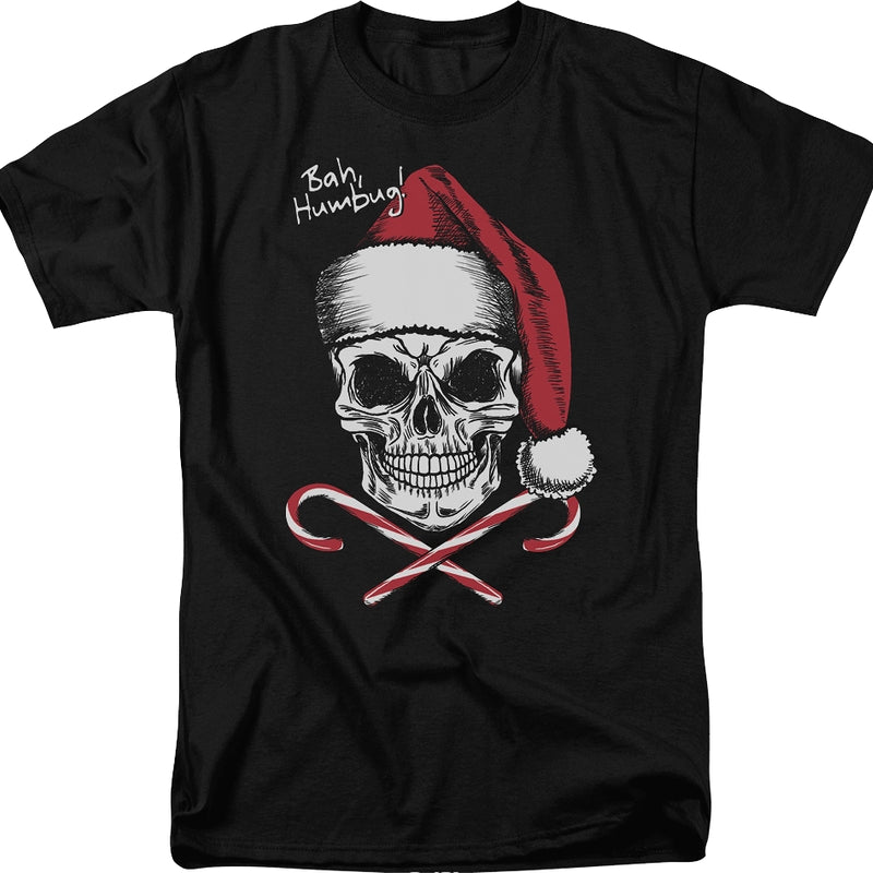 Skull And Candy Canes Bah Humbug T-Shirt