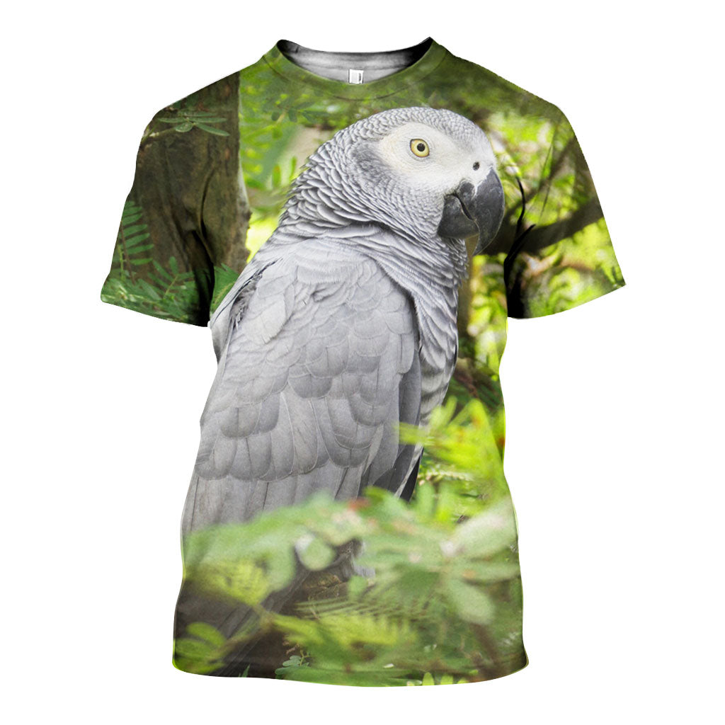 3D All Over Printed African Grey Parrot Shirts And Shorts DT02041901