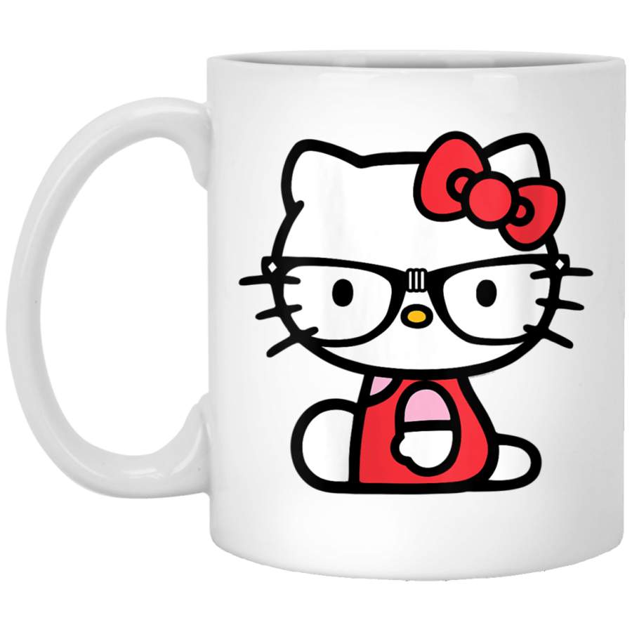 Womens Hello Kitty Nerd Glasses White Mugs