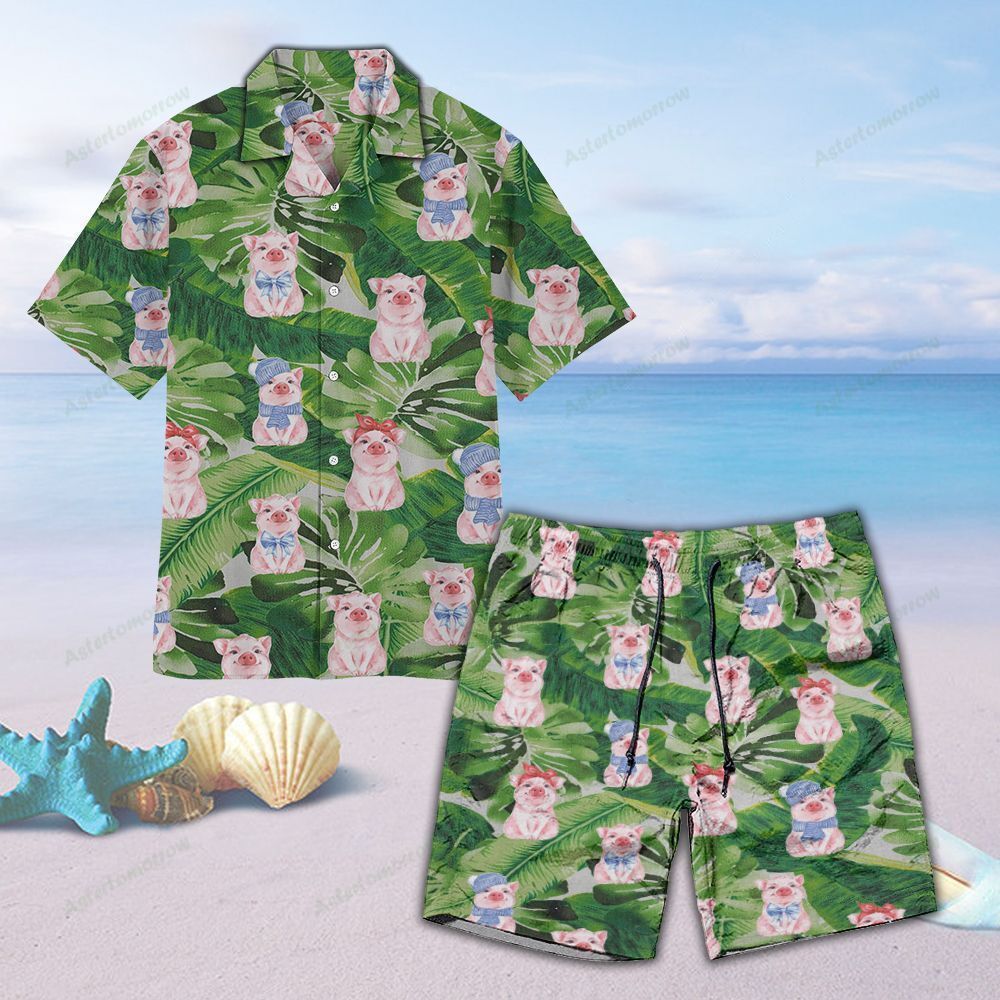 Cute Pig Tropical Unisex Hawaiian Shirt Beach Short Ha40751