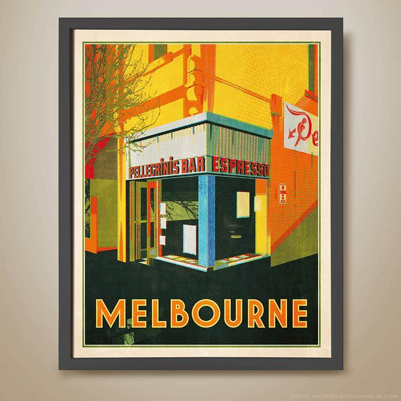 Poster Canvas Melbourne Caf Poster. Coffee Poster, Gift For Coffee Lovers, Coffee Poster Wall Decor, Poster Gift Decor Home Decor Wall Art Visual Art